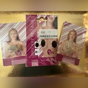 NuBra Black Breast Petals and Clear Bra Straps Set